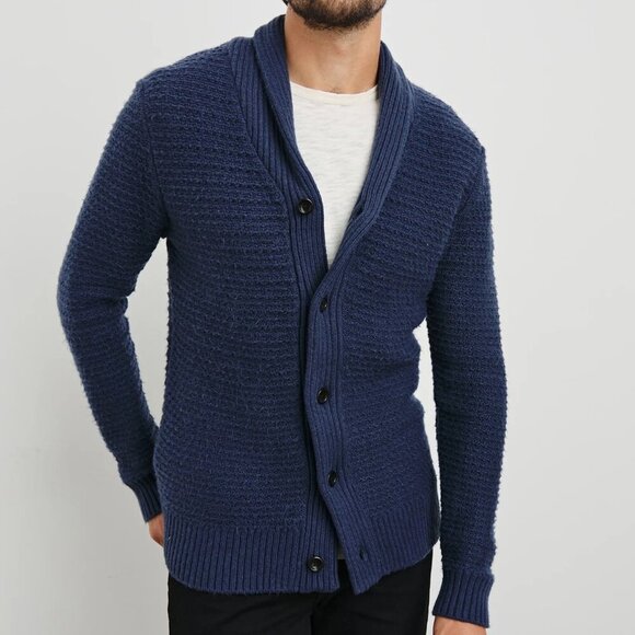 Rails Shepley Cardigan Navy Blue Button Down Shawl Collar Sweater - Picture 1 of 14